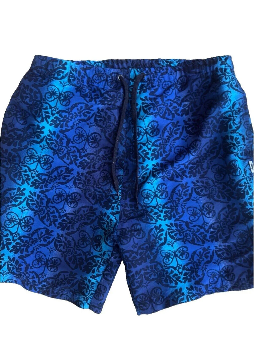 Iguana Sportswear Men’s Blue Tropical Floral Swim Trunks Board Shorts Size M